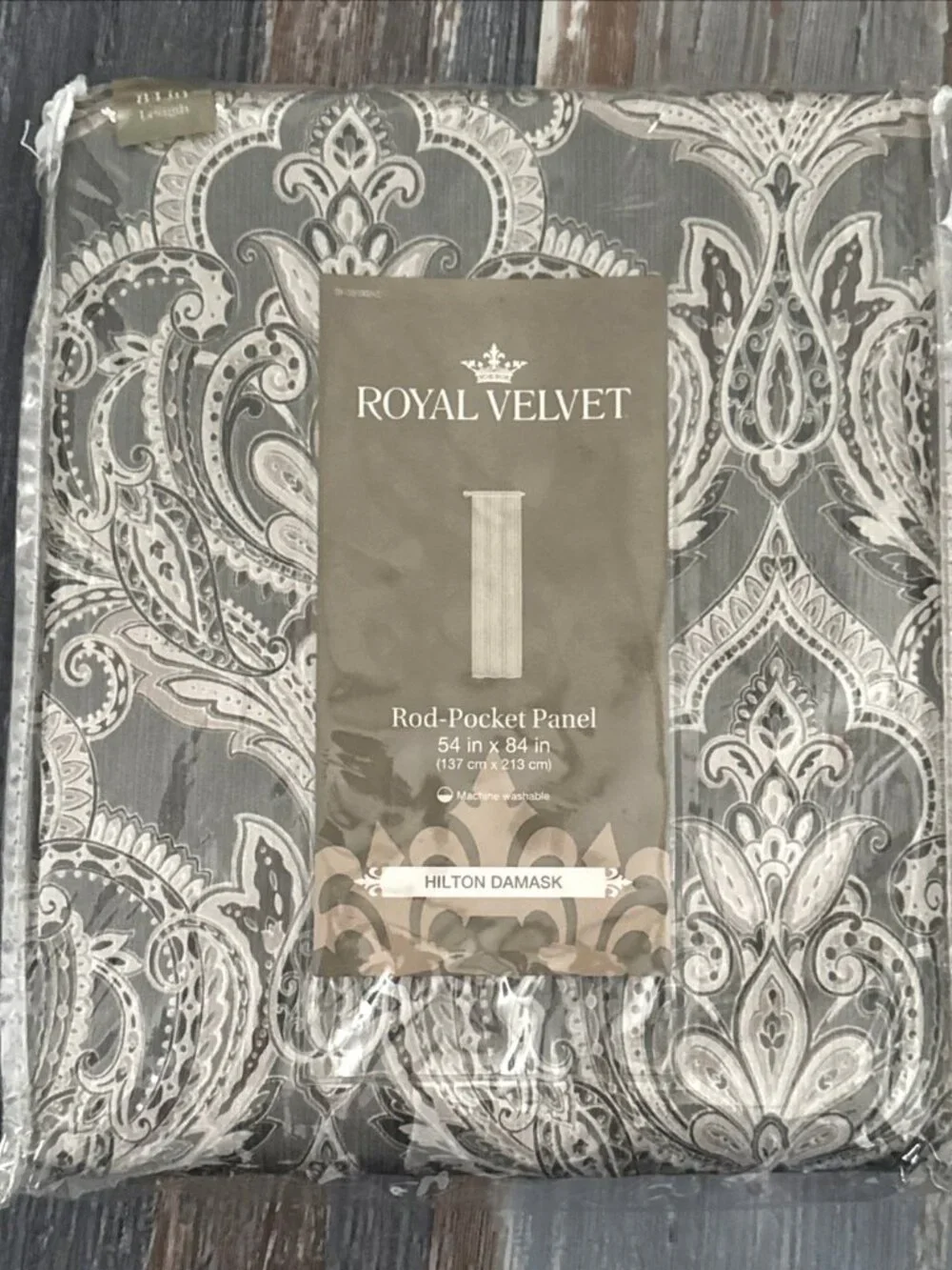 Royal Velvet Hilton Damask Rod Pocket Panels Pair 54